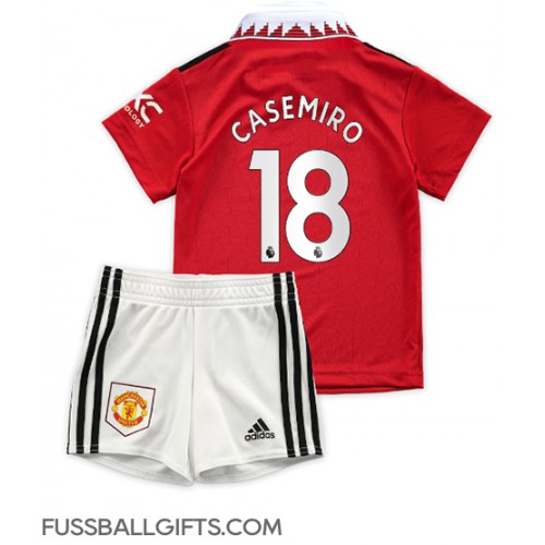 Manchester United Casemiro #18 Fußballbekleidung Heimtrikot Kinder 2022-23 Kurzarm (+ kurze hosen)